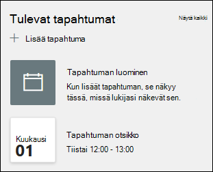 Tapahtumat-verkko-osan esikatselu.