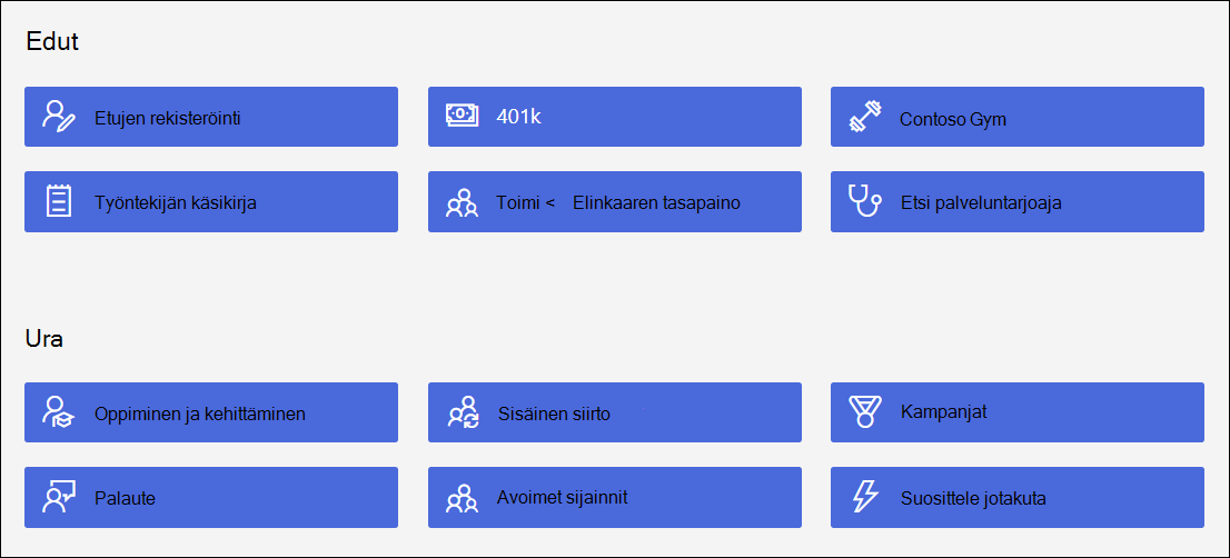 Uusi pikalinkkien näyttö