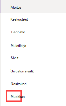 Pystysuuntainen siirtymisvalikko.