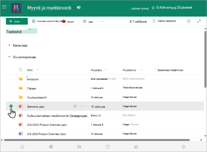 Voit valita tiedoston tiedostokirjastosta.