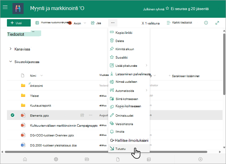 Valitse uloskuittaaminen tiedostoluettelon yläpuolella olevasta Lisää-valikosta.