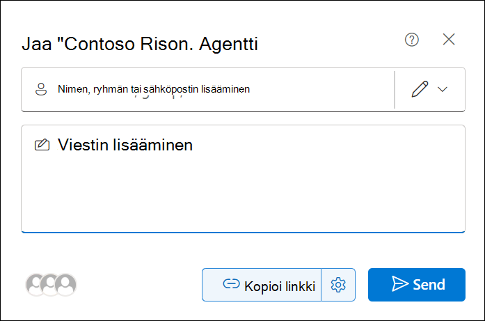 näyttökuva agentin jakamisesta bizchatista