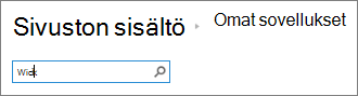 Sovelluksen hakukenttä, johon on kirjoitettu sana Wiki.