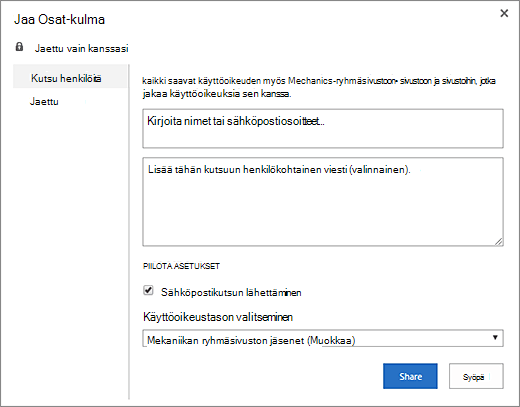 Wikisivuston jakaminen muiden jäsenten kanssa