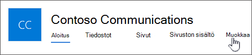 Viestintäsivuston ylävalikko
