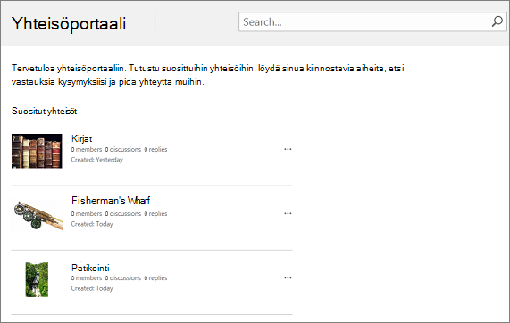 Esimerkki yhteisöportaalista