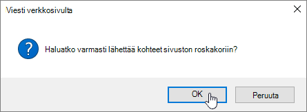 Kohteen poistamisen vahvistusikkuna, jossa Poista korostettuna