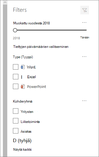 Asiakirjan suodatinruutu