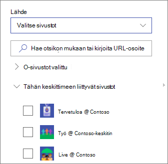 Valitse sivustot