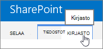 Valintanauhan Kirjasto- ja Selaa-välilehdet