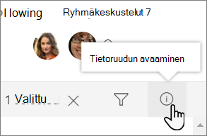 Näyttökuva luettelon tietoruudusta