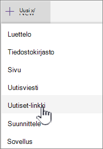 Valitse Uutiset-linkki + Uusi-valikosta