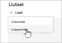 Uutiset-linkin lisääminen Uutiset-verkko-osasta