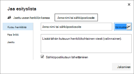 Jaa-valintaikkuna