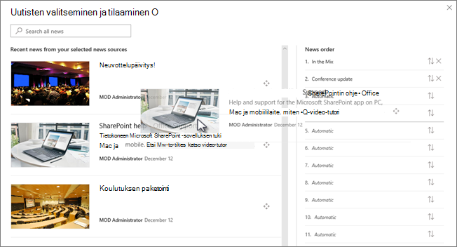 Uutisjutun vetäminen paikalleen