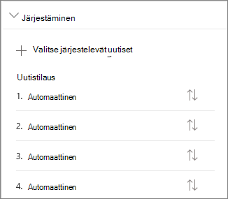 Järjestä uutiset -osio