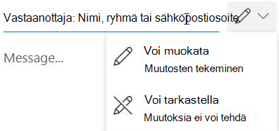 Valitse kynäkuvake, jos haluat antaa vastaanottajille vain luku- tai muokkausoikeudet.