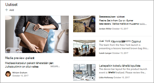 Ryhmäsivuston uusi osa aloitussivulla