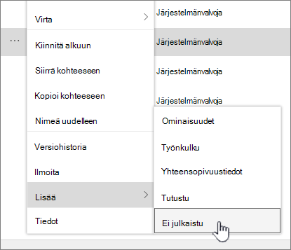 Valitse Poista julkaisu
