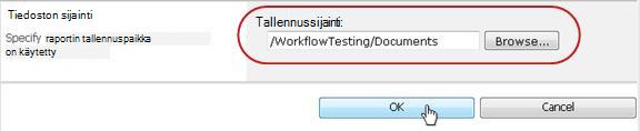 Napsauta OK-painiketta tiedoston tallennuspaikassa