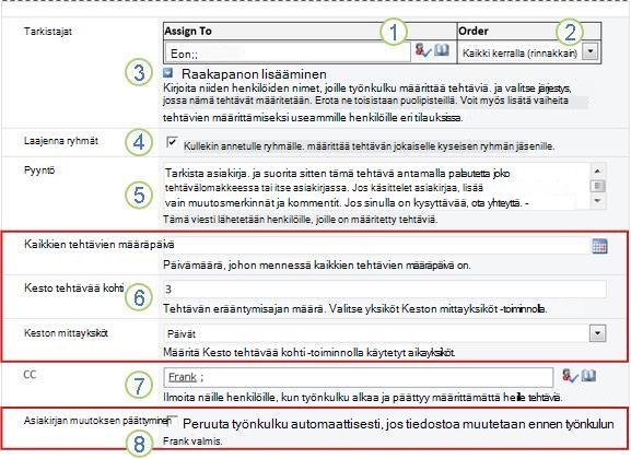 Liittämislomakkeen toinen sivu kuvaselitteillä