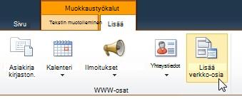 Valitse Lisää WWW-osia