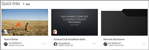 SharePoint-ryhmäsivuston pikalinkit