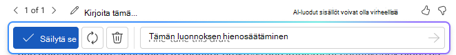 Kopiointi sanoissa -vaihtoehdot vastauksen säilyttämiseksi tai muuttamiseksi