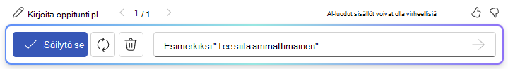 Näyttökuva asetuspalkista, kun Wordissa on käytetty Luonnos-toimintoa Copilotin kanssa