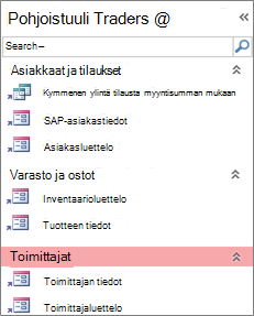 Northwind Tradersin mukautettu siirtyminen