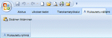 Mukautettu valintanauhan välilehti