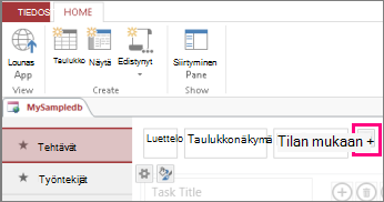 Luettelonäkymän lisääminen Access-asiakassovelluksessa