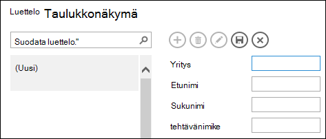 Tietueen lisääminen luettelonäkymään