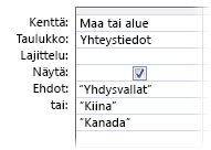 or-ehdot, jotka vastaavat useita sanoja tai lauseita