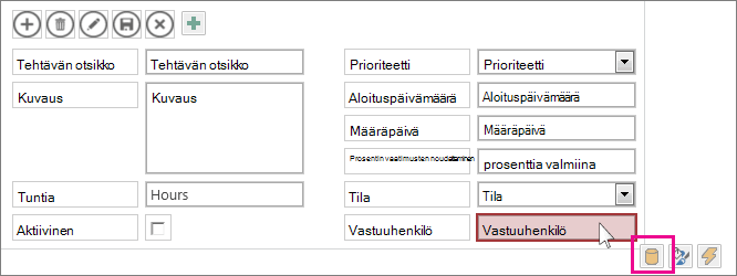 Automaattinen täydennys -ohjausobjektin vieressä oleva Tiedot-painike