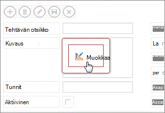 Access-sovellusnäkymän Muokkaa-painike