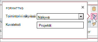 Verkkotaulukkonäkymän Muotoilu-valintaikkuna