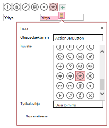 Mukautettujen ohjausobjektien lisääminen Access-sovellukseen