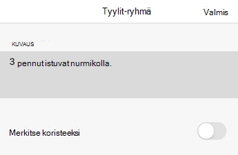 Excel for iOS:n Vaihtoehtoinen teksti -valintaikkuna.