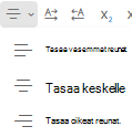 Outlookin verkkoversio Tasaa-valikko.