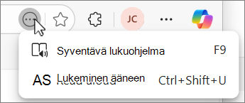 Edgen lisää toimintopainikkeen avattava valikko -näyttökuva.