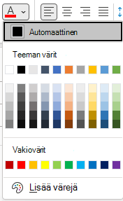 Outlookin Fonttiväri-valikko.