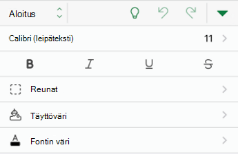 Excel for iOS:n fonttimuotoiluasetukset