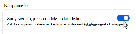 Siirry sivuilla, joissa on tekstin kohdistin -painikkeen näyttökuva,
