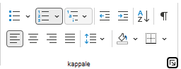 Outlookin valintanauhan Kappale-ryhmä.