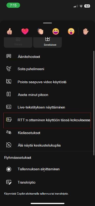 Lisää toimintoja Teams-kokoukseen iOS:ssä.