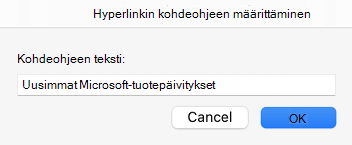 Hyperlinkin näyttövihje Outlookissa