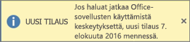 Näyttää Uusi tilauksesi -bannerin ja Osta-painikkeen
