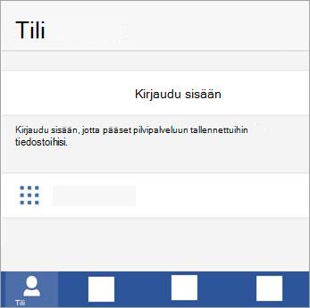Kirjaudu sisään Microsoft-tililläsi tai Office 365:n työpaikan tai oppilaitoksen tilillä.
