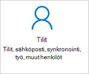Asetukset-näytön tilit